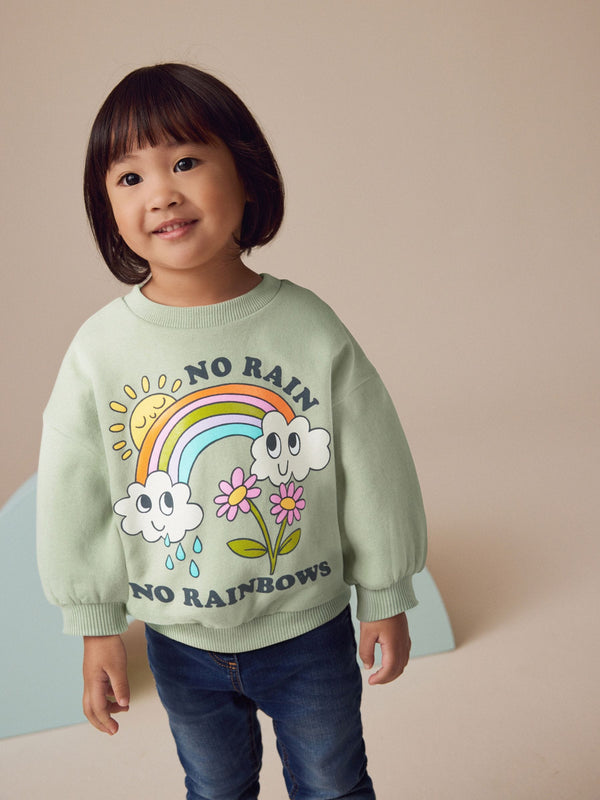 Green Rainbow Crew Neck Sweatshirt (3mths-7yrs)