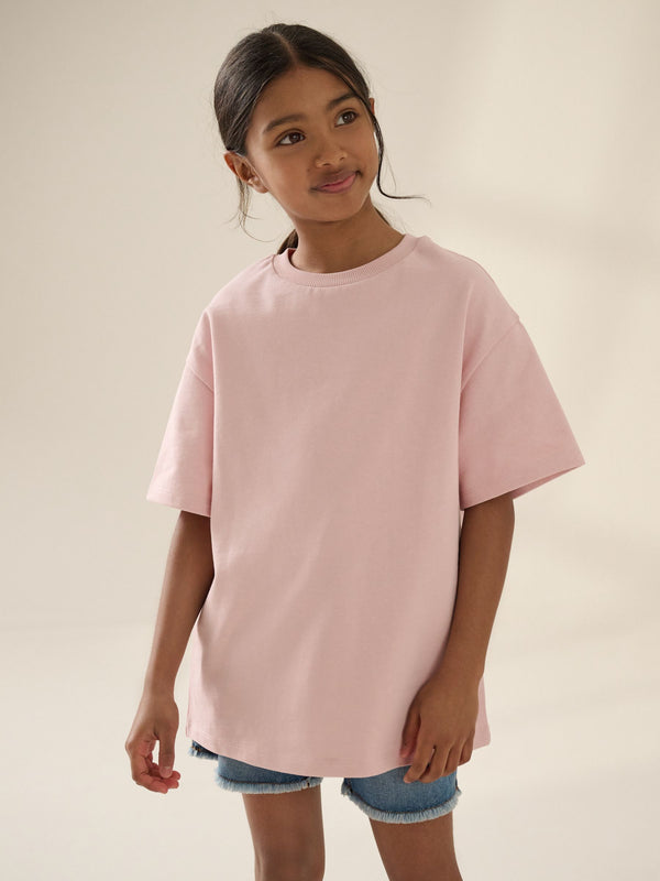 Pink Oversized Heavyweight 100% Cotton T-Shirt (3-16yrs)
