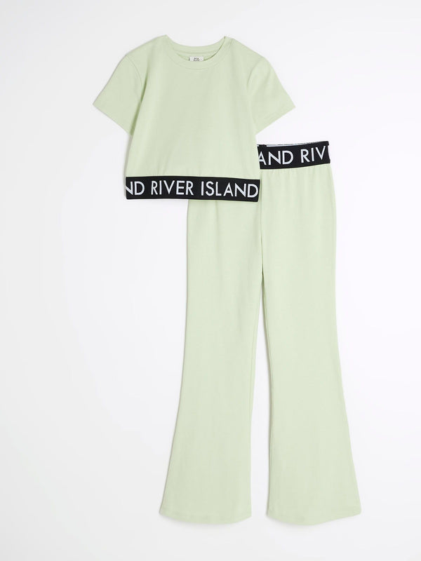 River Island Green Waistband Top and Kickflare Set