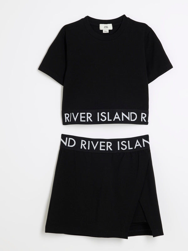 River Island Black Waistband Top and Skort Set