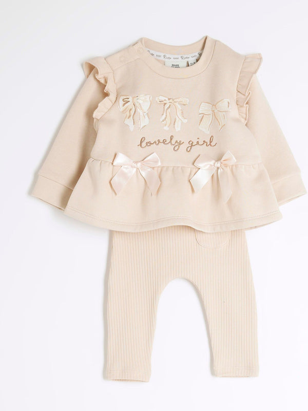 River Island Brown Baby Girls Peplum Sweater Set