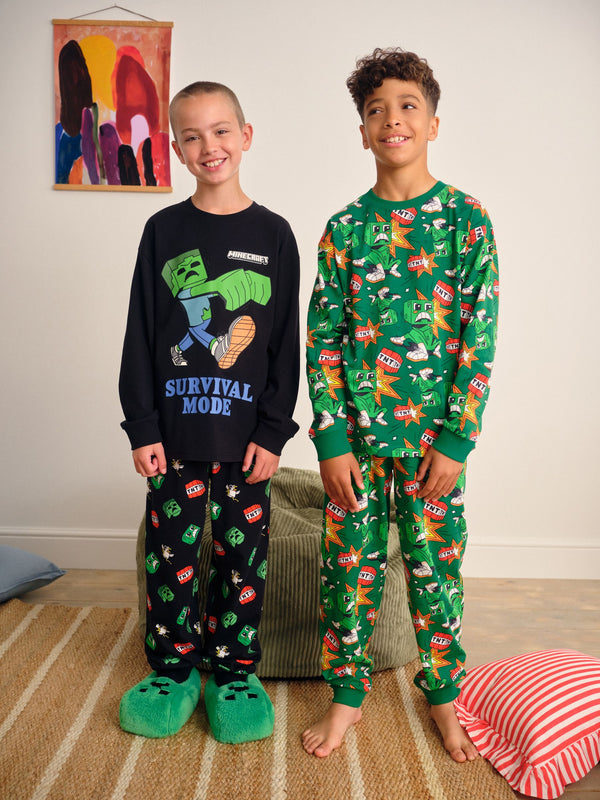 Green/Black Minecraft License Jogger Pyjamas 2 Pack (5-16yrs)