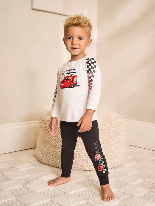Cream/Black Cars Single License Pyjamas (9mths-8yrs)