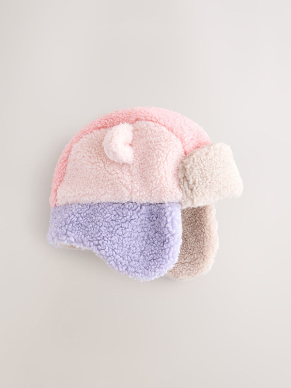 Multi Patchwork Borg Baby Trapper Hat (0mths-2yrs)