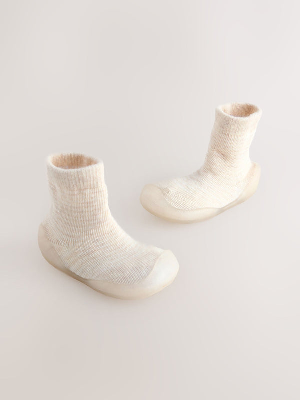 Neutral Stripe Crawler Sock Shoes