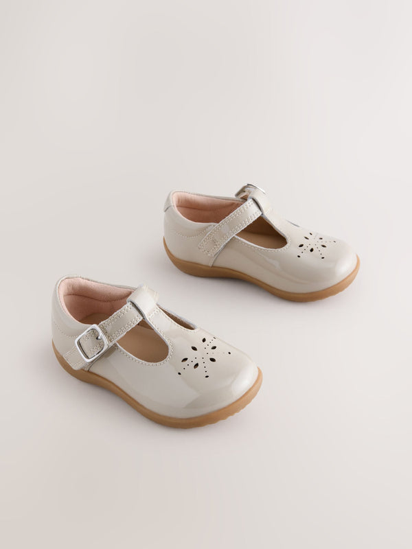 Mocha Brown Standard Fit (F) First Walker T-Bar Touch Fastening Shoes
