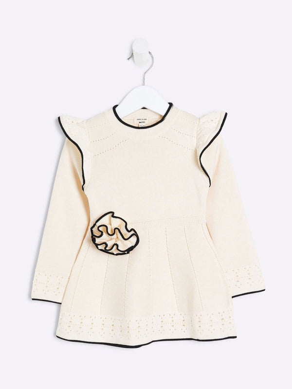 River Island Cream Girls Rose Flippy Dress