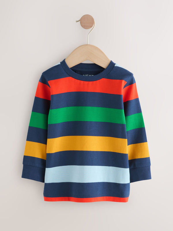 Multi Bright 100% Cotton Long Sleeve Stripe T-Shirt (3mths-7yrs)