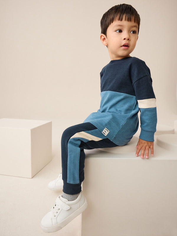 Blue/Navy Long Sleeve Soft Touch T-Shirt and Joggers Set (3mths-7yrs)