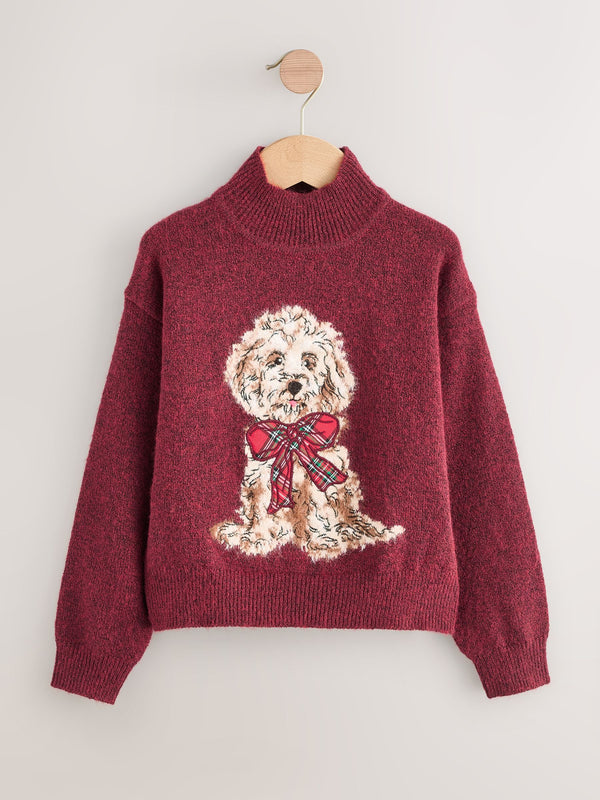 Red Christmas Dog Jumper (3-16yrs)