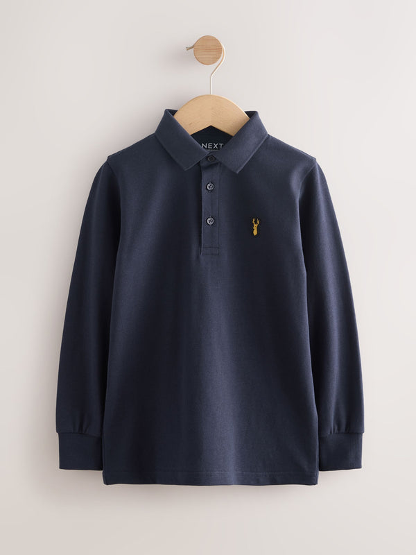 Navy Long Sleeve Polo Shirt (3-16yrs)