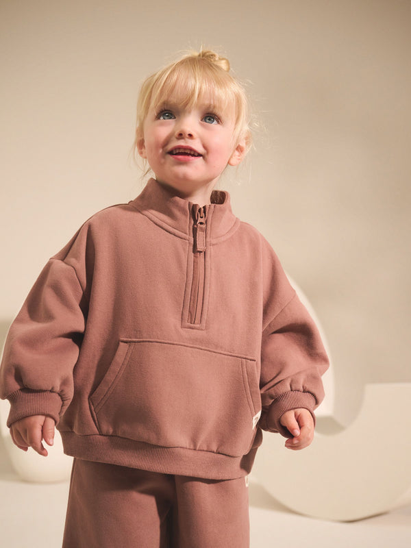 Mocha Brown Half Zip Sweatshirt (3mths-7yrs)