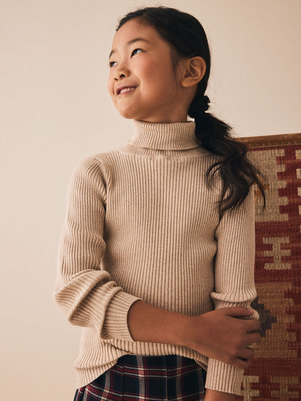 Oatmeal Roll Neck Knit Jumper (3-16yrs)