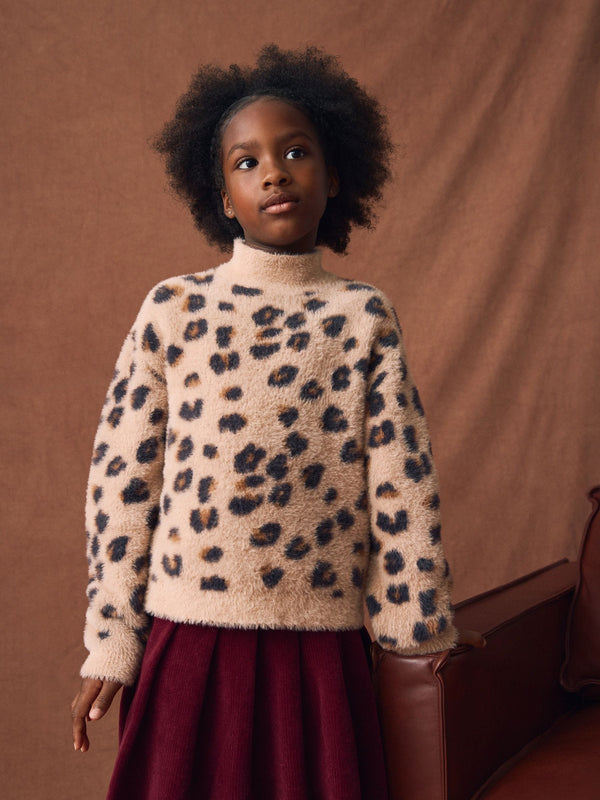 Leopard Animal Fluffy Jumper (3-16yrs)