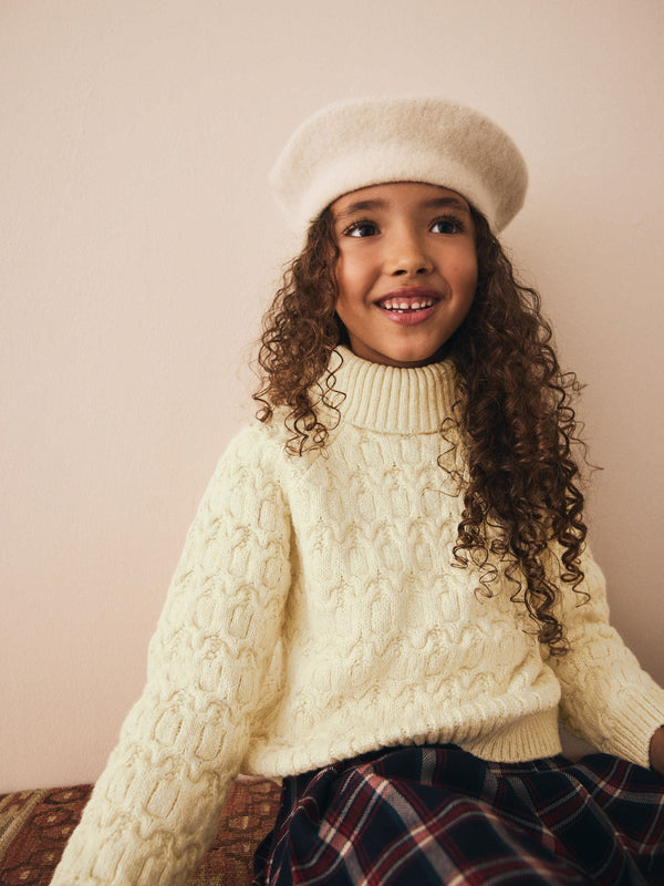 Oatmeal Cable Roll Neck Jumper (3-16yrs)