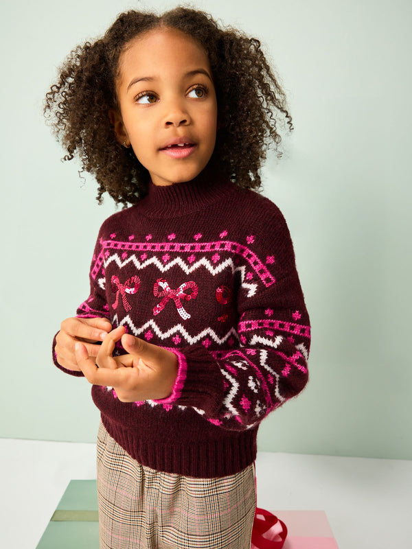 Berry Bow Christmas Jumper (3-16yrs)