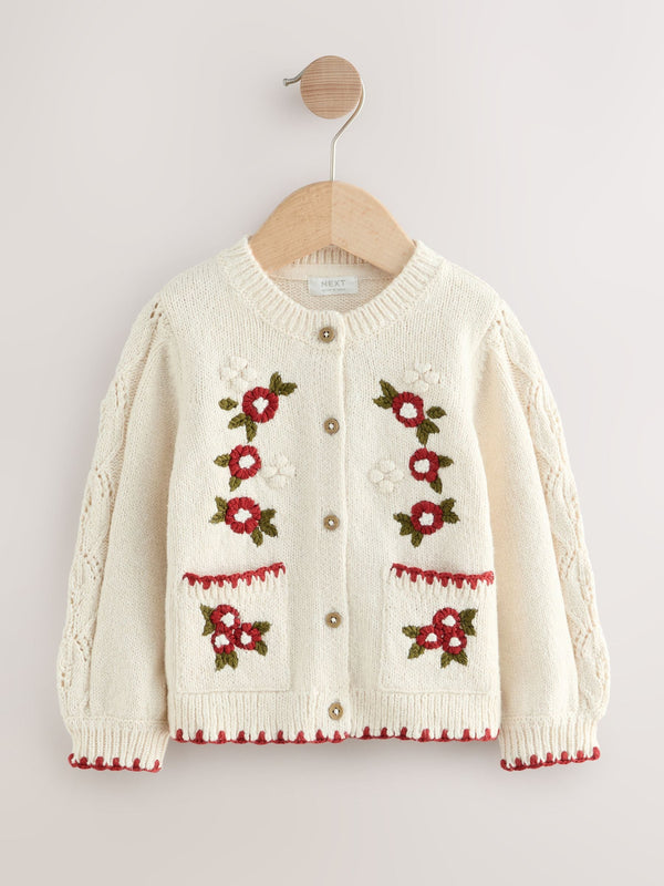 Ecru Floral Print Cardigan (3mths-7yrs)