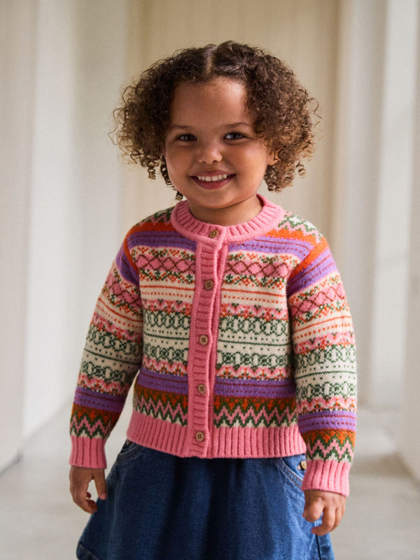 Pink Fairisle Pattern Cardigan (3mths-7yrs)