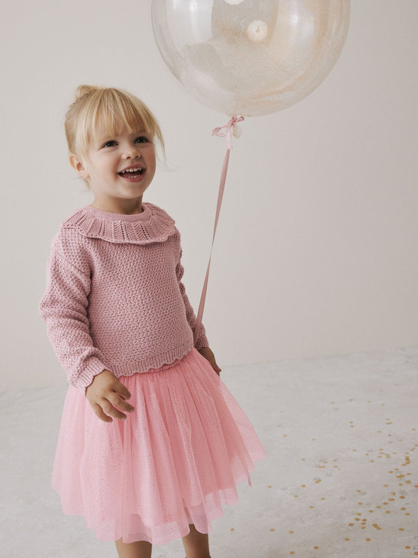 Pink Duck Embroidered Jumper and Mesh Skirt Set (3mths-10yrs)