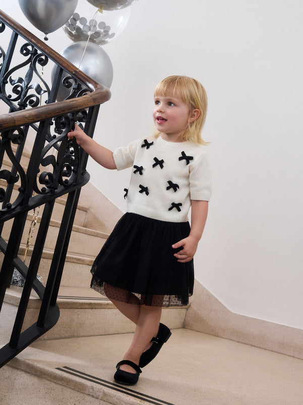 Black/Ecru Bow Jumper and Skirt Set (3mths-10yrs)