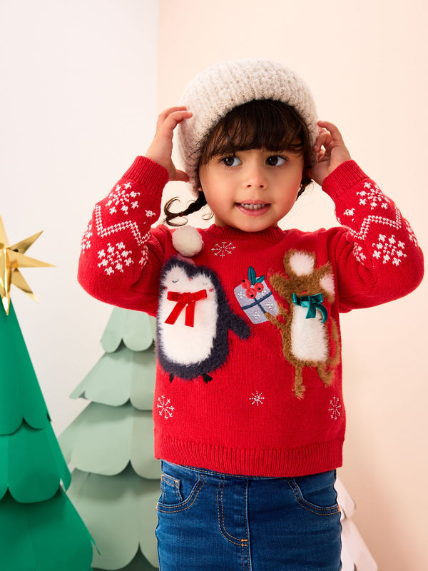 Red Christmas Character Jumper (3mths-7yrs)