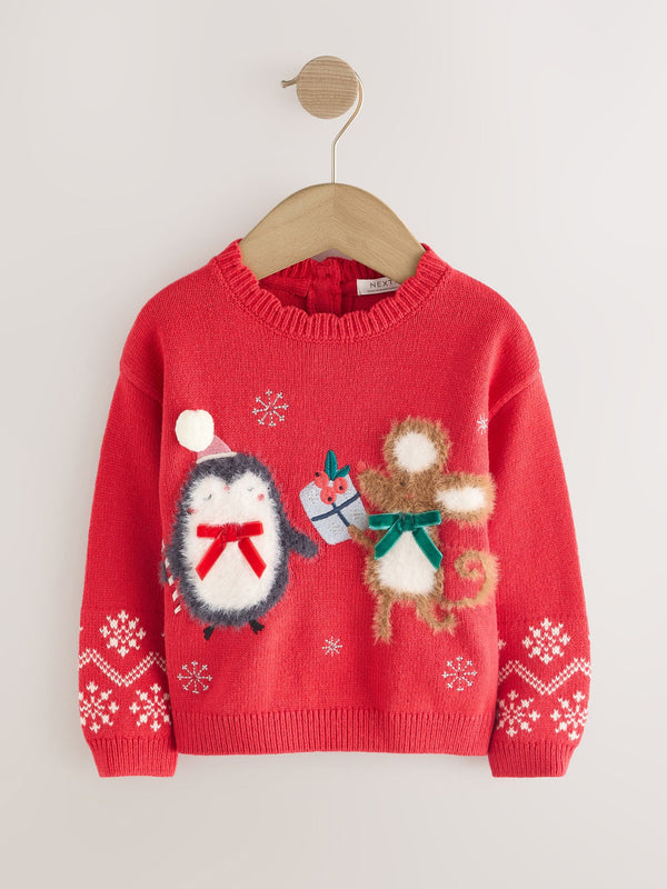 Red Christmas Gingerbread House Jumper (3mths-7yrs)