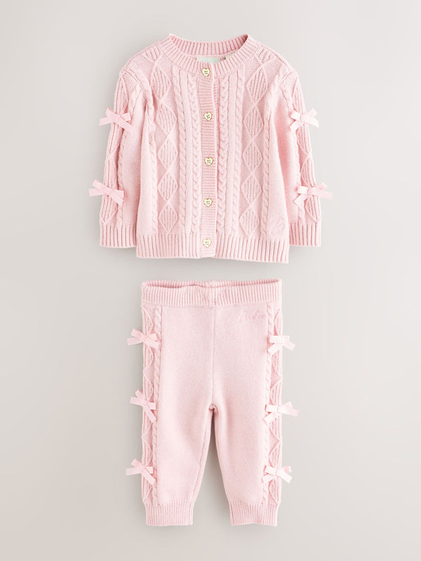 Baker by Ted Baker 2 Piece Bow Knitted Cardigan & Leggings Set