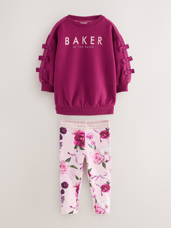 Baker by Ted Baker 2 Piece Longline Bow Sweatshirts & Printed Leggings Set