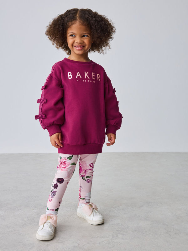 Baker by Ted Baker 2 Piece Longline Bow Sweatshirts & Printed Leggings Set