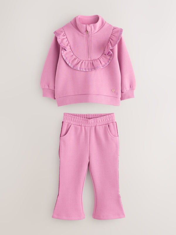 Baker by Ted Baker Dusky Pink 2 Piece Ruffle Collar Sweatshirt and Flare Set
