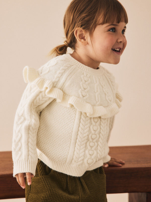 Ecru Cable Knitted Jumper (3mths-7yrs)