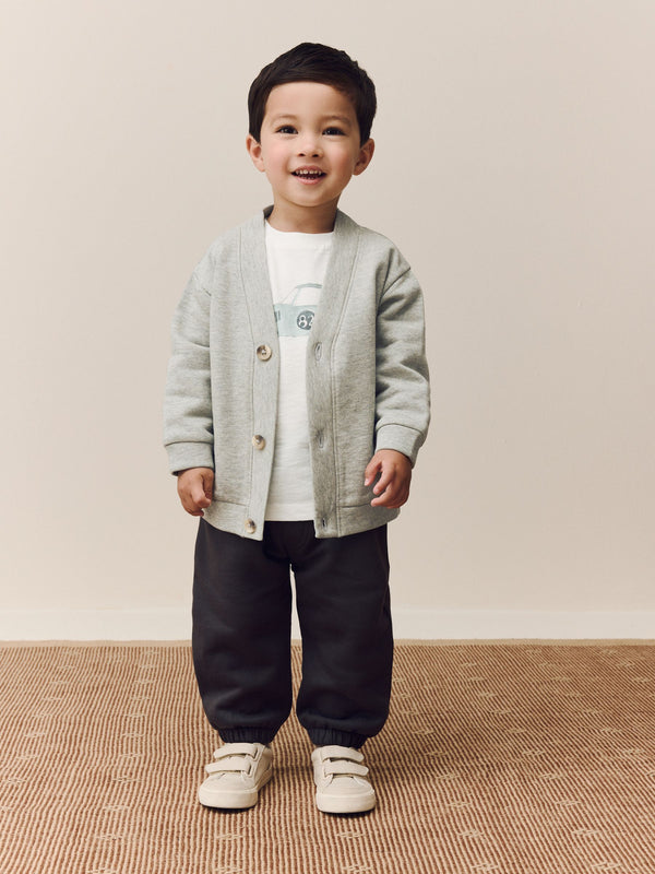 Grey/White Cardigan T-Shirt and Trousers Set 3 Piece (3mths-7yrs)