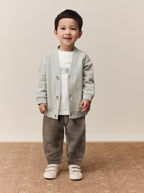 Grey/White Cardigan T-Shirt and Trousers Set 3 Piece (3mths-7yrs)