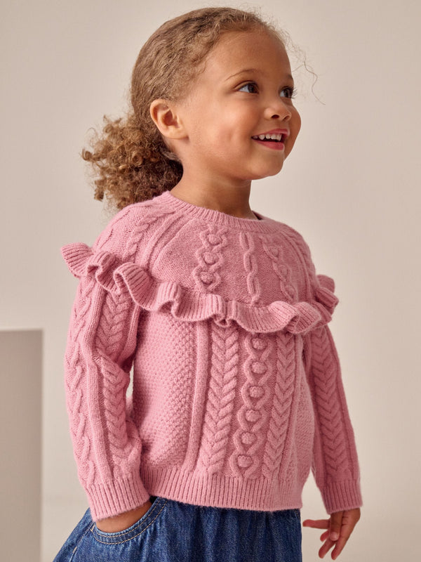Pink Cable Knitted Jumper (3mths-7yrs)