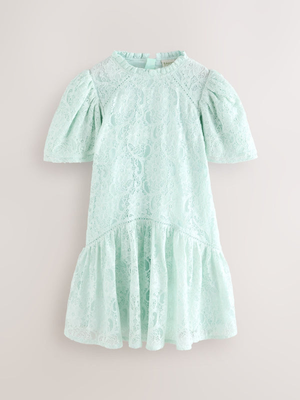 Baker by Ted Baker Red Sequin Lace Angel Sleeve Dress