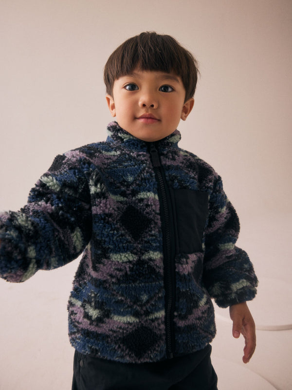 Blue/Purple Patterned Zip Through Fleece (3mths-7yrs)