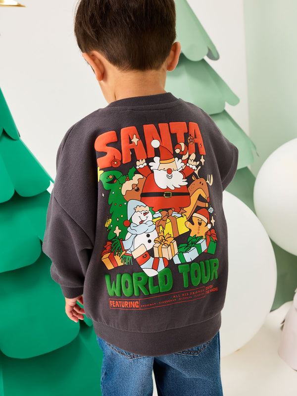 Charcoal Grey Christmas Crew Neck Jersey Sweatshirt (3mths-7yrs)