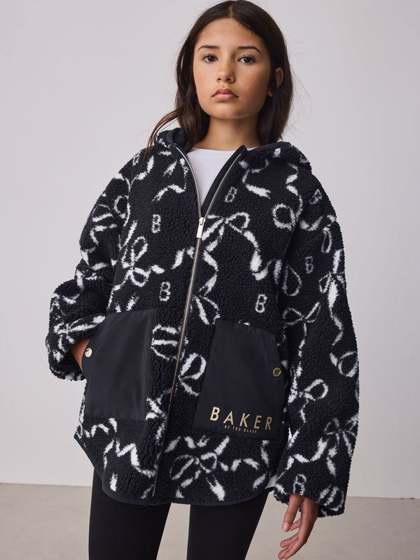 Baker by Ted Baker Navy Bow Borg Hooded Fleece