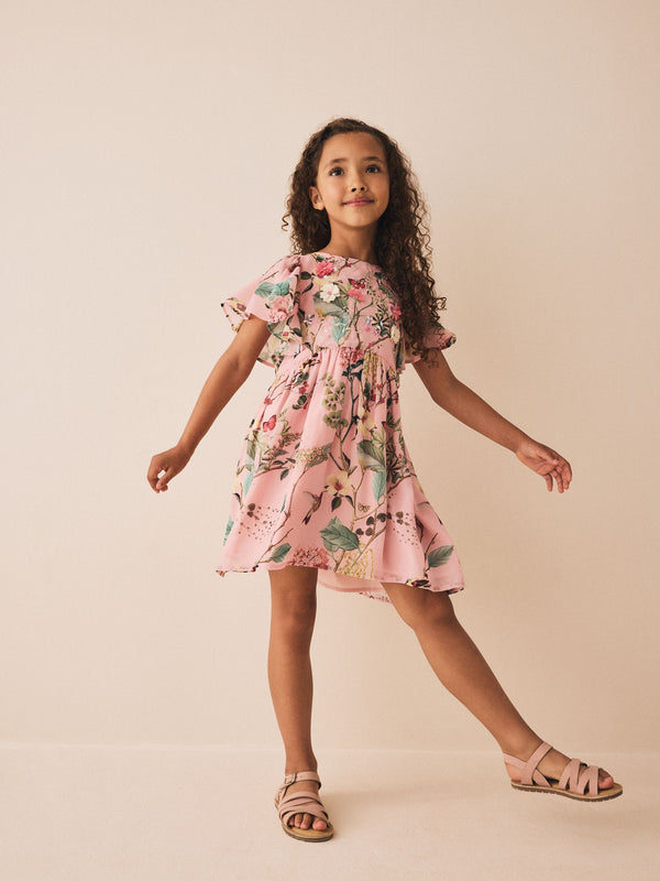 Pink Floral Embellished Occasion Dress (3-16yrs)