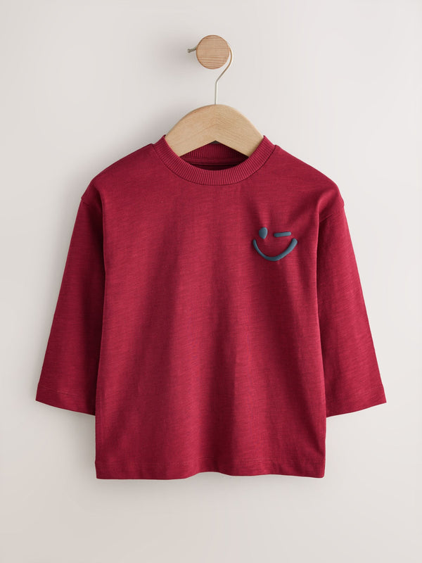 Burgundy Red Long Sleeves Semi Plain T-Shirt (3mths-7yrs)