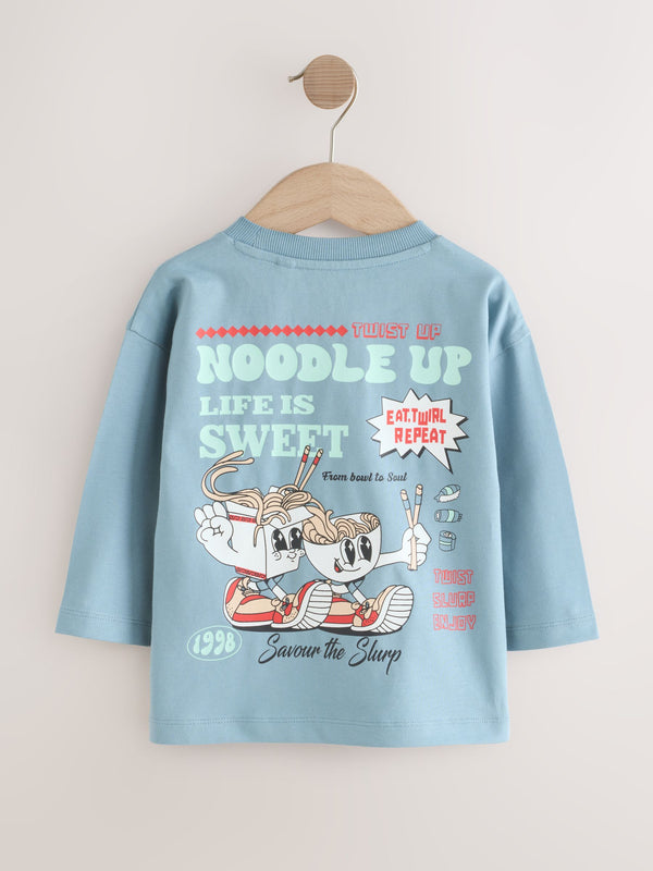 Blue Noodle Up Long Sleeve Back Print T-Shirt (3mths-8yrs)