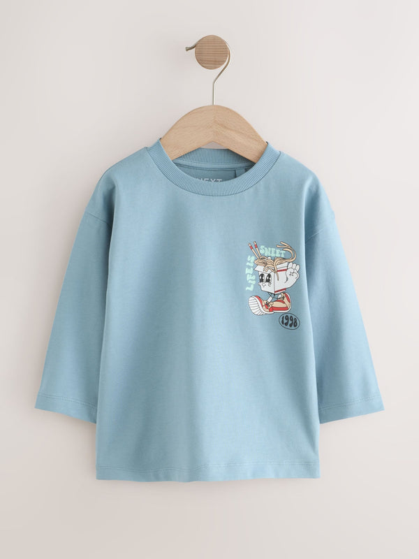 Blue Noodle Up Long Sleeve Back Print T-Shirt (3mths-7yrs)