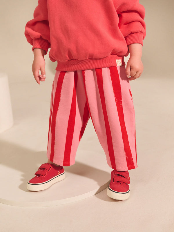 Pink and Red Stripe Textured Barrel Leg Trousers (3mths-7yrs)
