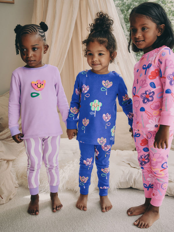 Pink / Lilac Floral Snuggle Pyjamas 3 pack (9mths-10yrs)