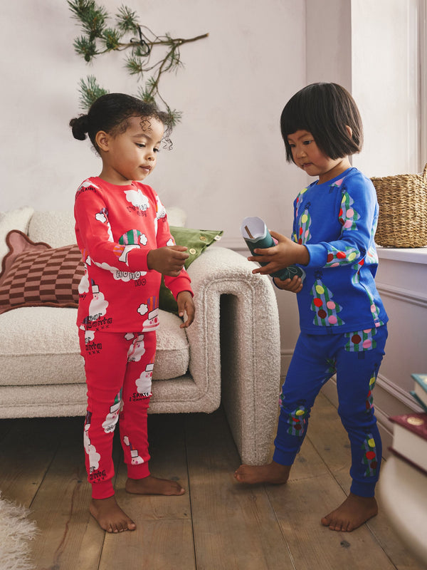 Red/Blue Santa Christmas Snuggle Pyjamas 2 Pack (9mths-12yrs)