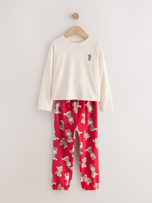 Cream/Red Bear Christmas Jogger Style Pyjamas (9mths-16yrs)