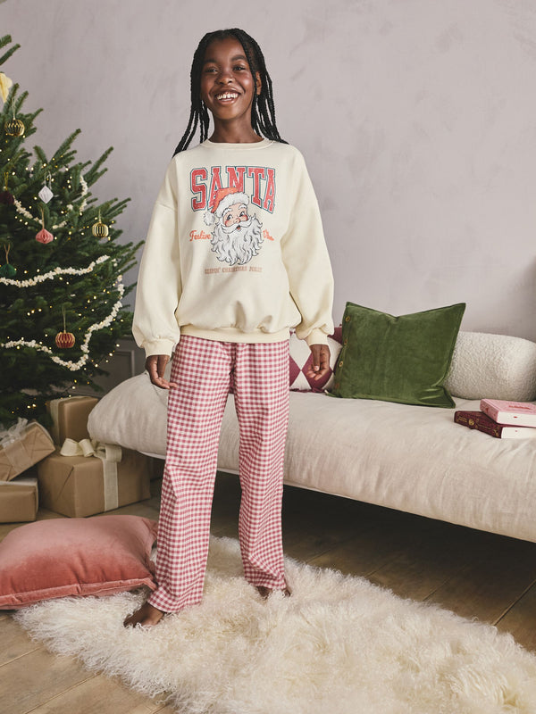 Red/Ecru Santa Sweatshirt Pyjamas (2-16yrs)