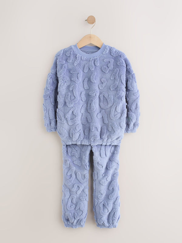 Blue Animal Fleece Jacquard Pyjamas Set  2 Piece (2-16yrs)
