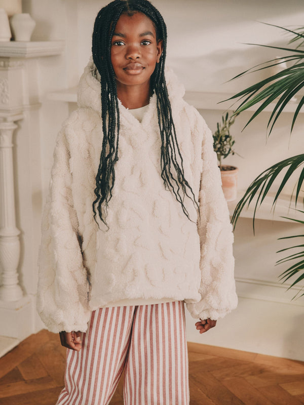 Cream Animal Hooded Cropped Blanket Hoodie (3-16yrs)