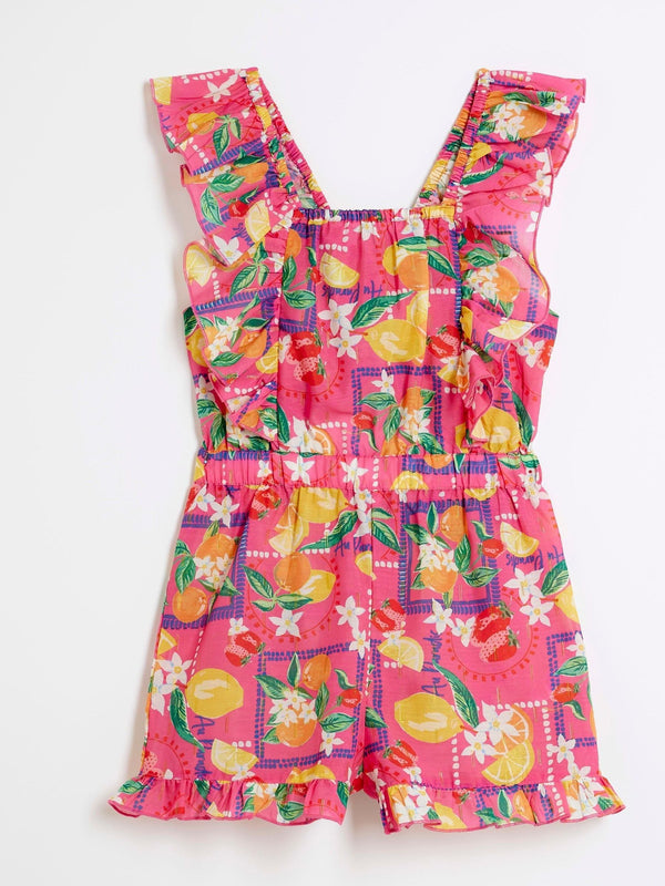 River Island Pink Lemon Print Playsuit